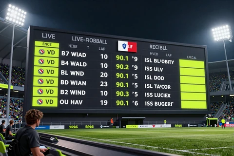 Neon-Lime Live-Fu&szlig;ball-Scoreboard mit Echtzeit-Quoten - Golazzo Live In-Play Wetten