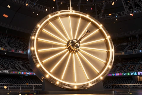 Neon-Lime Gl&uuml;cksrad mit Goldsegmenten - Golazzo Spin the Striker Wheel Aktion